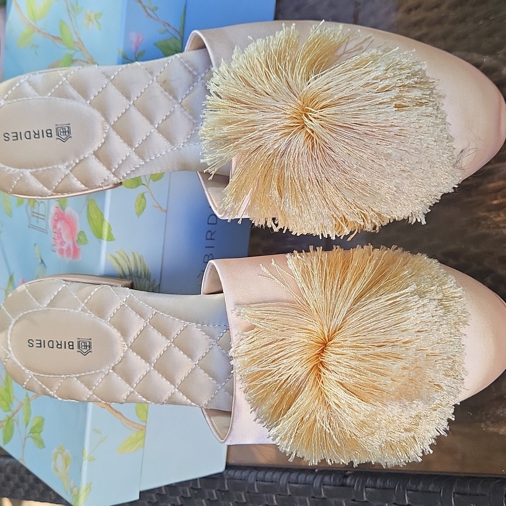 Birdies Pink Cream Pom-Pom Slip-On Flats